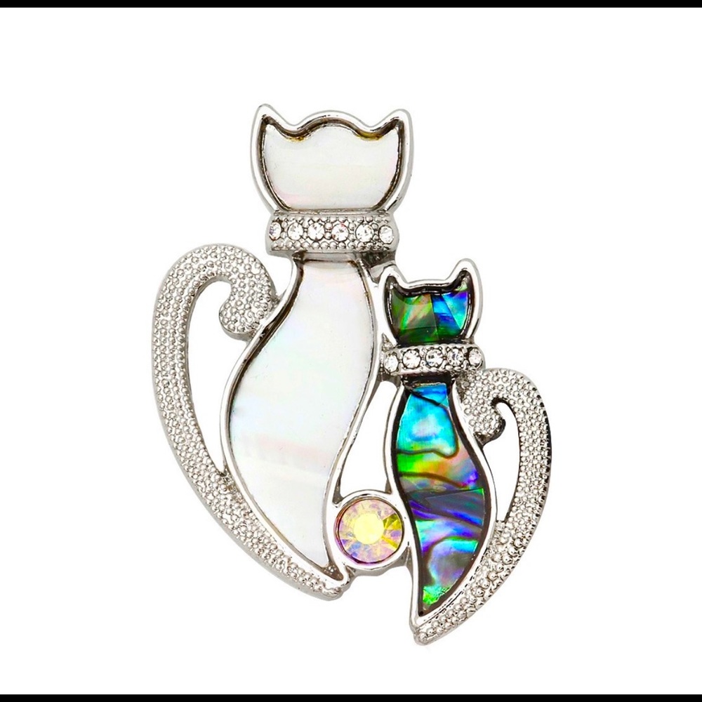 Mother of Pearl Abalone‎ Cat Kitten Pin Brooch